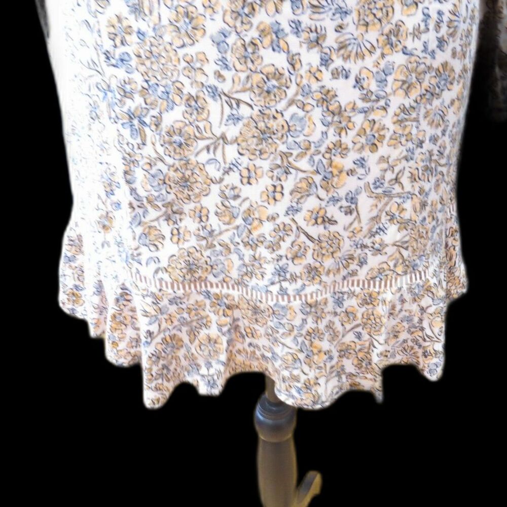 Free People Women's Boheme Floral Mini Dress Square Neck Boho Ivory 4 EUC - Picture 6 of 11